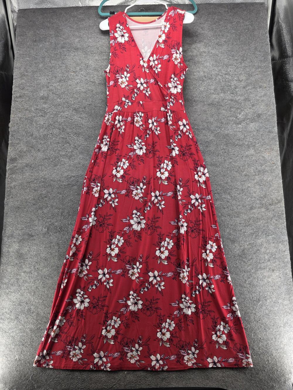 41 Hawthorn Dress Womens Medium Red Floral Sleeveless Maxi Surplice Summer